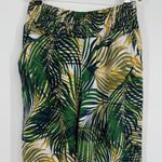 Tahari  Linen Blend Pants Size Large Green Palm Leaf Print Smocked Waist Resort Photo 1