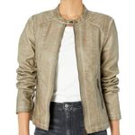 Sebby Vegan Leather Moto Jacket Tan Zippers NICE Photo 1