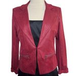 CHARLIE B Red Suede Blazer with Notched Lapels and Tailored Fit Size undefined Photo 0