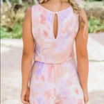 🆕Lightweight Lavender Peach Tie Dye Romper M🆕 Orange Size M Photo 2