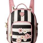 Betsey Johnson mini pink flower striped backpack Photo 0