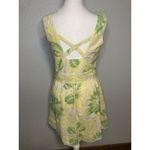 Free People Mini Sun Halter Dress Size 8 Yellow Green Cotton Floral Open Back Photo 2