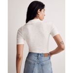 Madewell | Cream Ribbed Short-Sleeve Polo Thong Bodysuit | Medium Photo 2