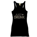 H&M Metallic Glitter Graphic Just Drunk Sparkly Funny Tank Top Gold Black XS Photo 1