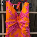 Ellen Tracy  Women's Coral print pink & orange Halter One Piece Swimsuit size 10 Photo 1