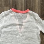 Lilly Pulitzer White Linen Tunic large V Neck Top Vacation Summer Photo 5