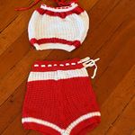 SheIn Red and White Knit Two-Piece Set Photo 4