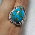 Antique silver Turquoise Ring Size Photo 0