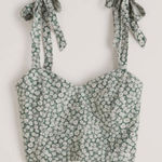 Abercrombie & Fitch Linen Floral Crop Top Green Photo 0