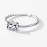Boutique Emerald Cut Cz Ring | Rhodium Sterling Silver Photo 0