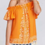 Show Me Your Mumu Show Me Your MuMu Orange White Woodstock Tassel Tunic Printed Top Size M… Photo 0