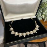 Talbots Vintage  Gold Plated Cream Pearl Rhinestone Necklace Photo 6