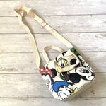 Disney  Mickey & Friends Crossbody Tote Bag Beige Canvas Material 7in x 8in Photo 2