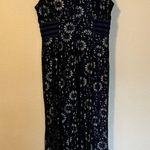 Enfocus Studio Navy and Silver Lace Formal Floor Length Dress Photo 6