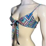 l*space L* Women’s S Black Multi Color Aztec Geometric Print Tie Front Bikini Top Photo 2