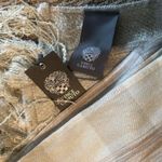 Vince Camuto NWT  Large Blanket Scarf Wrap Tan Plaid W/Fringe Winter Cozy Photo 6