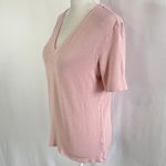 ZARA Textured Knit V-Neck Short Sleeve Top Pink Size Small Photo 7