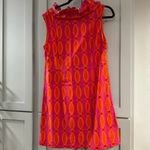 Haley Pullover Cotton Sleeveless Dress Ruffle Neckline Red Pink and Orange Small Photo 1