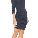 Lanston Dress Ruched Henley Long Sleeve Mini Navy Blue Casual Neutral Comfy Size M Photo 0