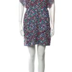 Saloni Brooke Dress Blue Poppyfield 4 Silk Abstract Floral flutter sleeve mini Red Photo 0