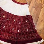 Maroon and off white three piece lengha dress sari choli indian Pakistani Diwali Red Size M Photo 3