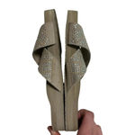 Yellow Box  Mellow Mat Jeweled Cross Strap Slip on Sandals Size 8.5 Taupe Leather Photo 6