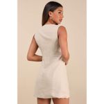 Lulus Mairi Beige Linen Button-Front Sleeveless Mini Dress Photo 2