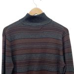 Classiques Entier NWT  Merino Wool Stripe Mock Neck Sweater Brown Gray Size XL Photo 5
