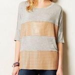 Sunday in Brooklyn  Anthropologie Faux Leather Striped TShirt Gray Size Small Photo 0