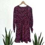 Parker Alison Floral Long Puff Sleeve Ruffle Wrap Dress in Cranberry Photo 5