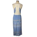 Entro NEW‼️  Lace-Backed Blue‎ & White Boho Maxi Dress, LARGE Photo 4