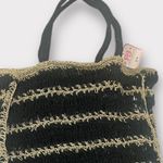 Large Black and Cream Woven Tote Bag Photo 1