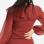 ASOS NWOT $55 Design Rust Lace Trim Long Sleeve Swiss Dot Textured Mini Dress 2P Photo 1