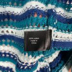 Lane Bryant Lane Bryant Blue Striped Short Sleeve Cropped Crochet Knit Open Front Cardigan Photo 3