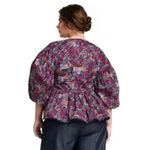 Kika Vargas For Target Colorful Purple Floral Balloon Sleeve Wrap Blouse Size 3X Photo 2