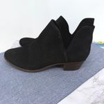 Lucky Brand Baley Black Suede Perforated V Cut Ankle Boots 12M Chop Out Boho Photo 4