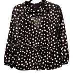 J.Crew Women's Black Peplum Blouse in Painted Dot Satiny Top Size 12 Photo 0