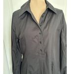 Madewell $138 Seamed Long-Sleeve Mini Shirtdress in Poplin Black Size 8 NV025 Photo 5