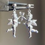 Handmade aesthetic goth vintage romance style cherub angel stainless dangle earrings👼✨ Photo 0
