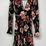 Band of Gypsies BLACK WITH MULTICOLOR FLORAL 3/4 FLUTTER CUFF SLEEVES MEDIUM Photo 1