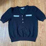 Nanette Lepore Nanette Lenore vneck short sleeve chic pearl sweater Size M Retail $ 79 Photo 1