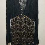 SheIn  Black Lace Mini Dress | Gothic Witchy Sheer Long Sleeve Party Dress 2X Photo 0