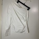 ZARA NEW! ASYMMETRIC POPLIN WHITE TOP ONE SHOULDER size Medium Photo 2