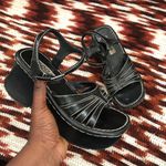 2000s Y2K Destroyer Emo Goth Subversive Chunky Lug Sole Platform Wedges Heels Strappy Open Sandals Black #Whimsygoth Size 7 Photo 1