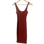 iNAMORATA Burgundy Scoop Neck Tank Style Ribbed Midi Dress Size Small‎ Red Photo 1