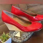 π AEROSOLES Red Wedge Heels 7M RED π Size 7 Photo 3