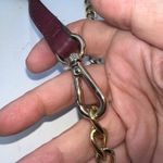 Lodis Burgundy Pebble Leather Crossbody Bag Gold Chain Strap Zip Top Purple Photo 3