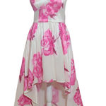 B. Smart Formal Floral High-Low Dress with Pink Rose Print NWT Size 13 Photo 0