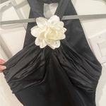 Meshki  Black and White Halter Gown Cocktail Dress Photo 3