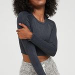 Aerie Offline by  Seamless Long Sleeve Crop Top Workout Top With Pattern Size L Photo 2